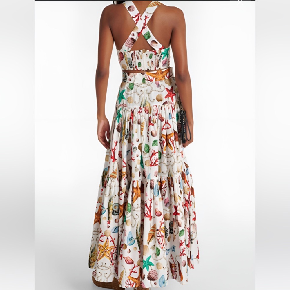 COMMENSE Set Shell Print Crop Top & Skirt - Picture 2 of 11